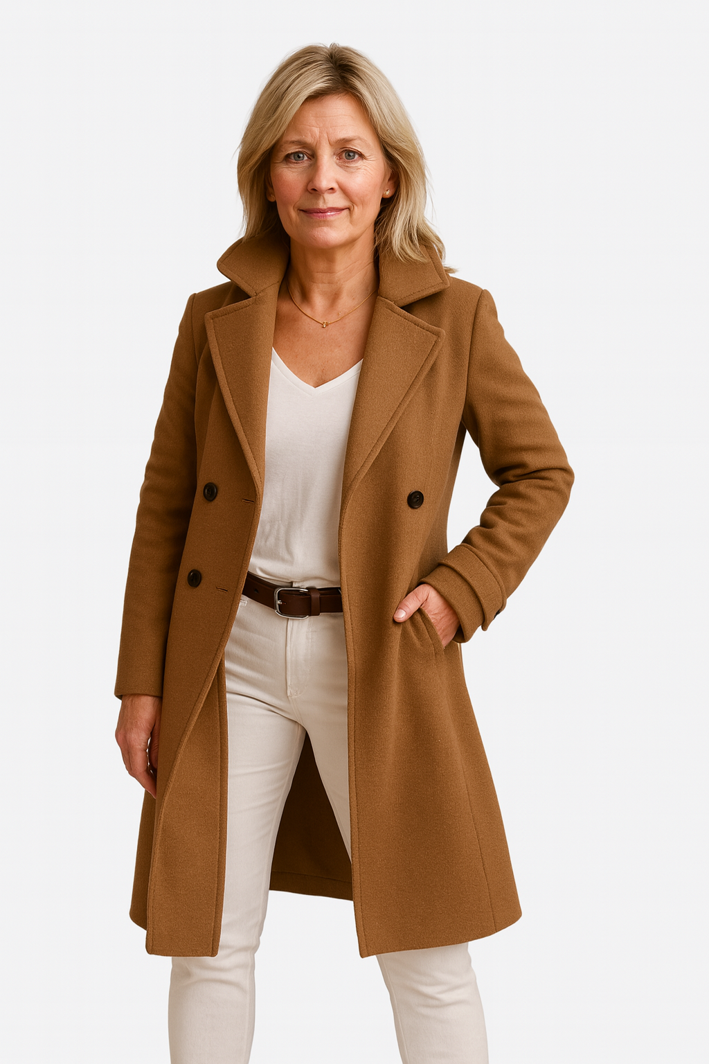 Milena | Klassisk dubbelknäppt ullkappa