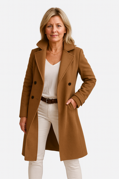 Milena | Klassisk dubbelknäppt ullkappa