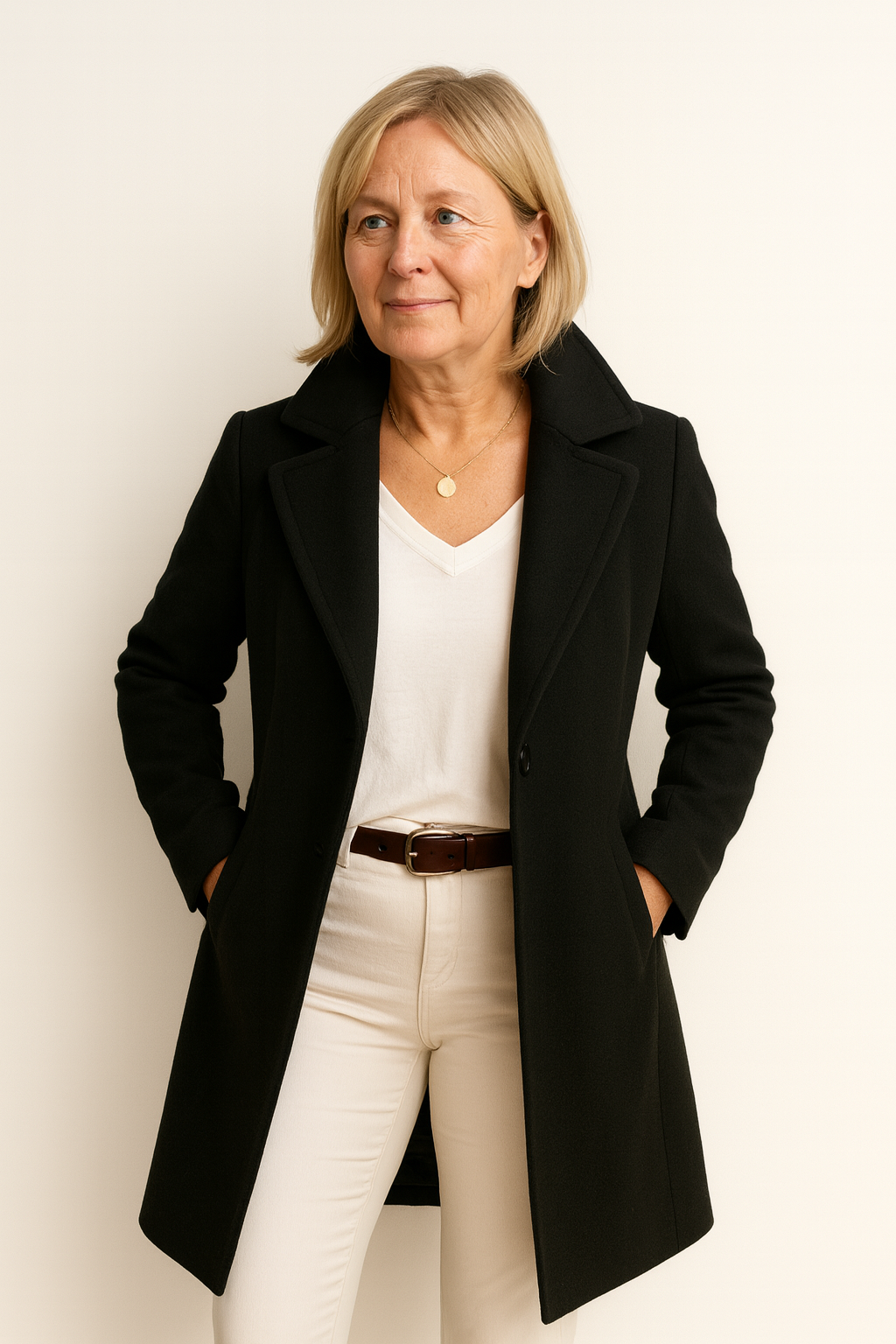 Milena | Klassisk dubbelknäppt ullkappa