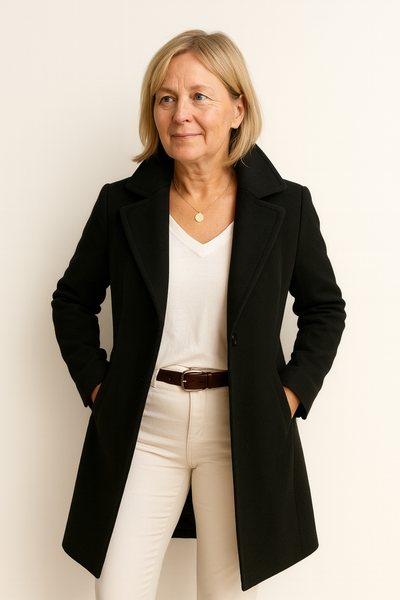 Milena | Klassisk dubbelknäppt ullkappa